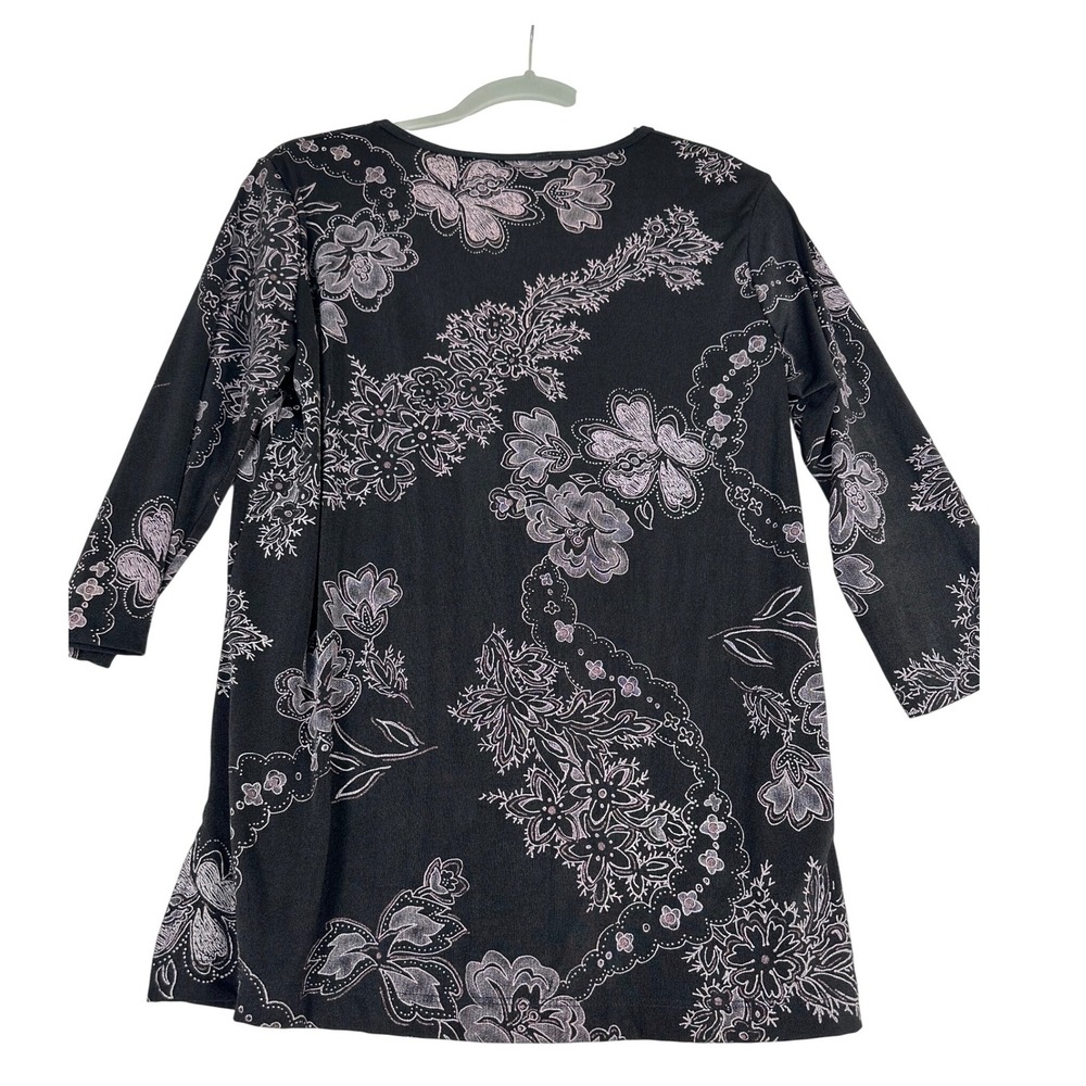 Vintage Carolyn Strauss Floral Top Womens S Black 90s Y2K made in the USA - Picture 4 of 7
